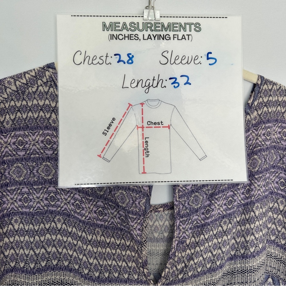 Adrienne‎ Vittadini Blue and Cream Boho patterned Top - Picture 5 of 5